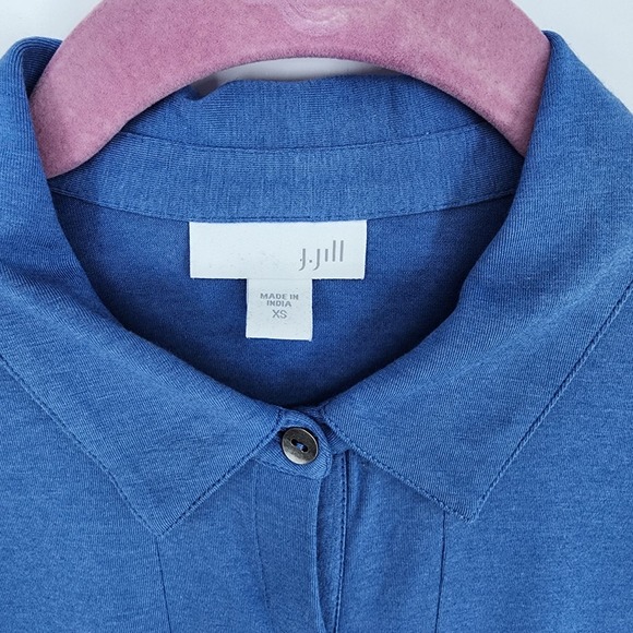 J Jill Swing Shirt Dress XS Button Down Sleeveless A Line Pima Cotton Modal Blue - Picture 4 of 12